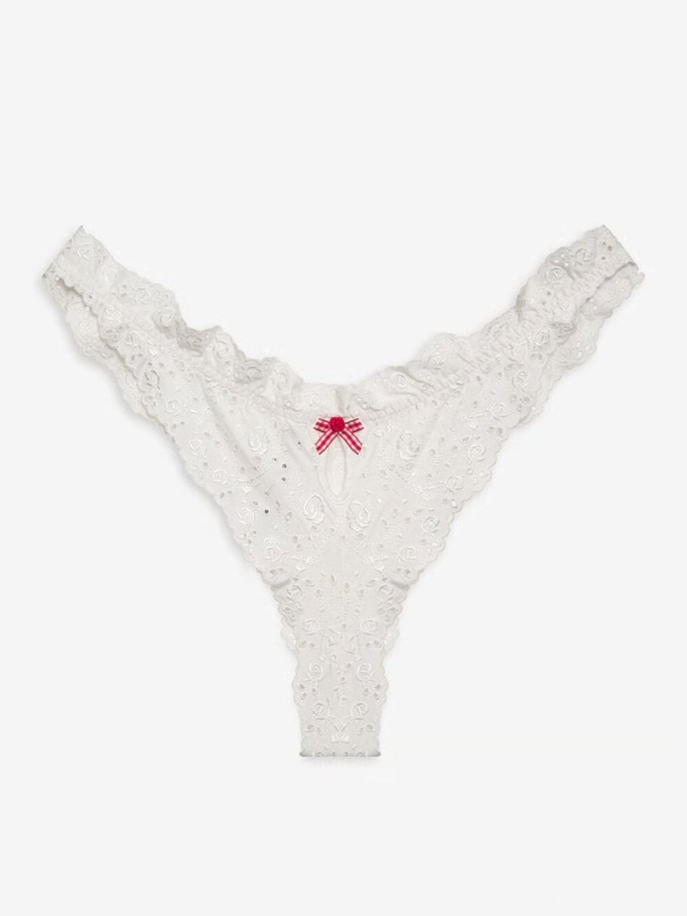 New! For Love And Lemons White Martha Cheeky Eyelet Panty Thong L 34280